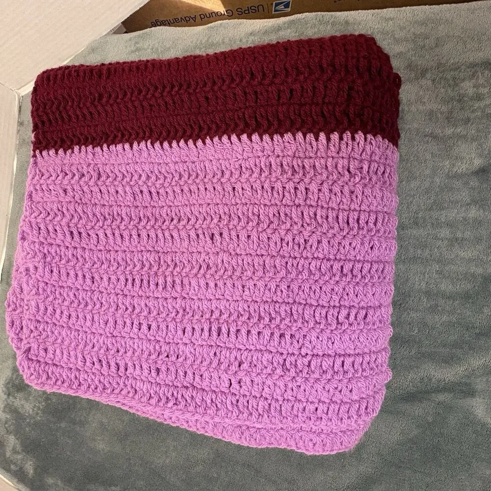 Colorful Afghan Crocheted Blanket Throw Multi-color 55
